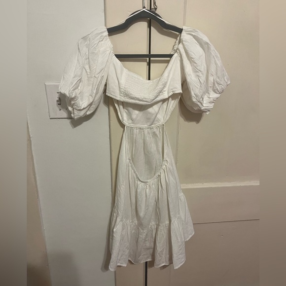 NWOT ASOS Miss Selfridge Petite Cut Out Cotton Flax Mini Dress in Ivory - Picture 7 of 8